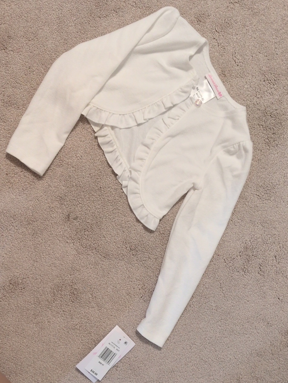 Bonnie Jean - White Cardigan (Size 5T)